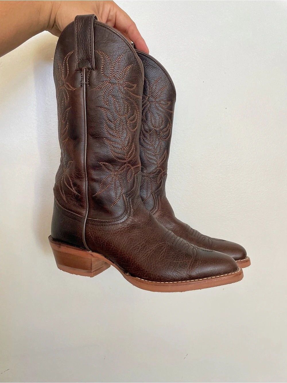 Justin Stampede Embroidered Leather Western Boots US 7.5 B